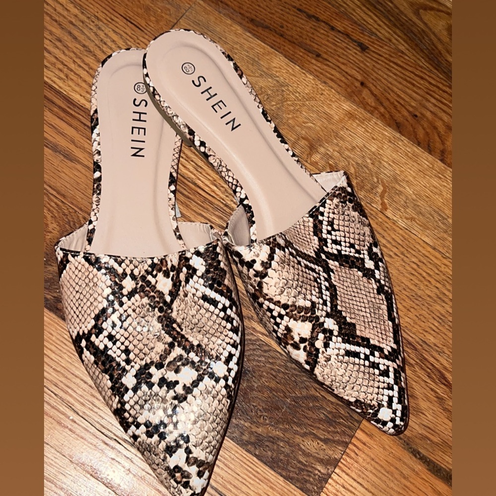 SHEIN snakeskin slides